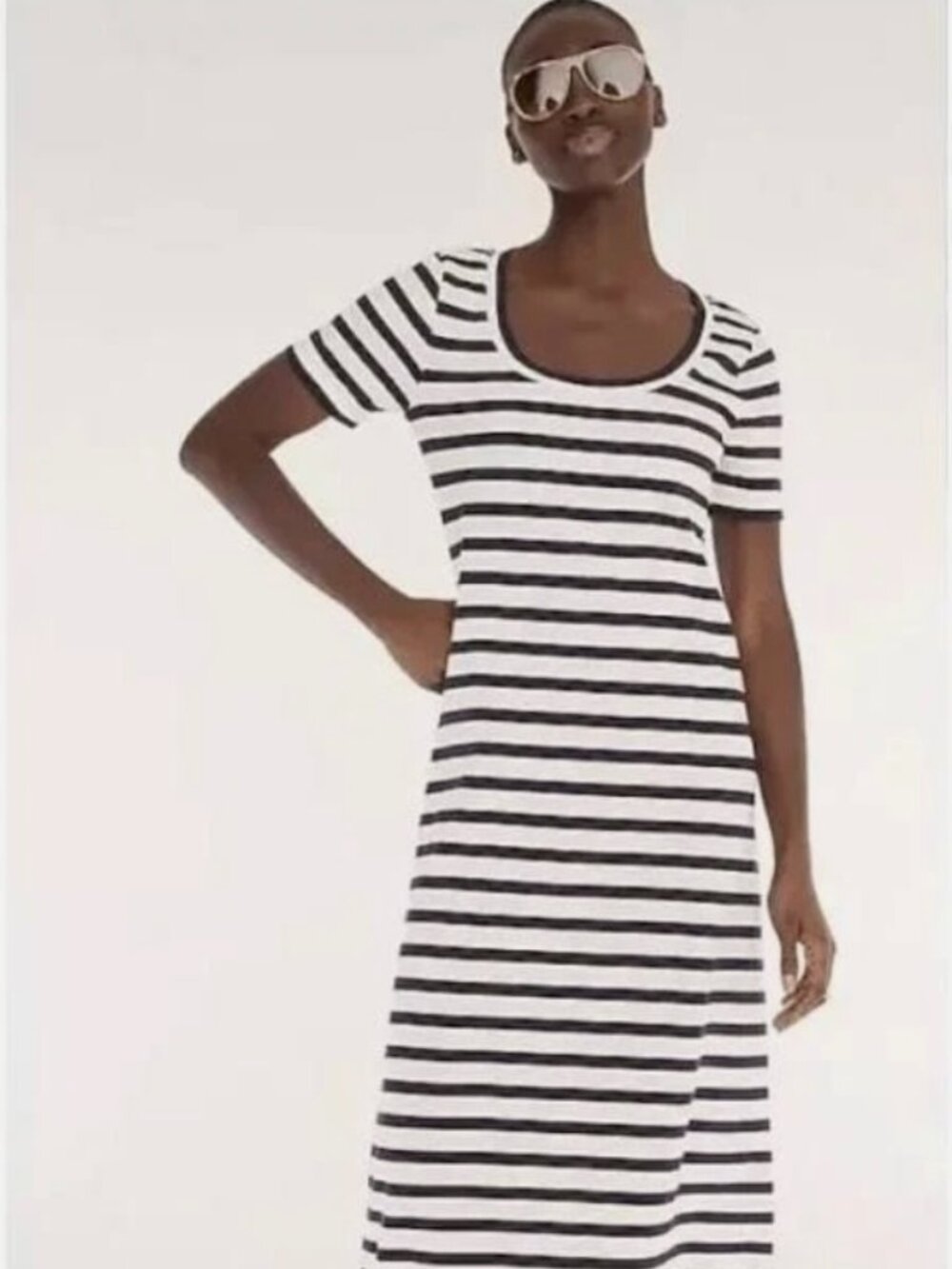 J.Crew Short Sleeve Striped Knit Midi Dress Women Small Blue/White Casual